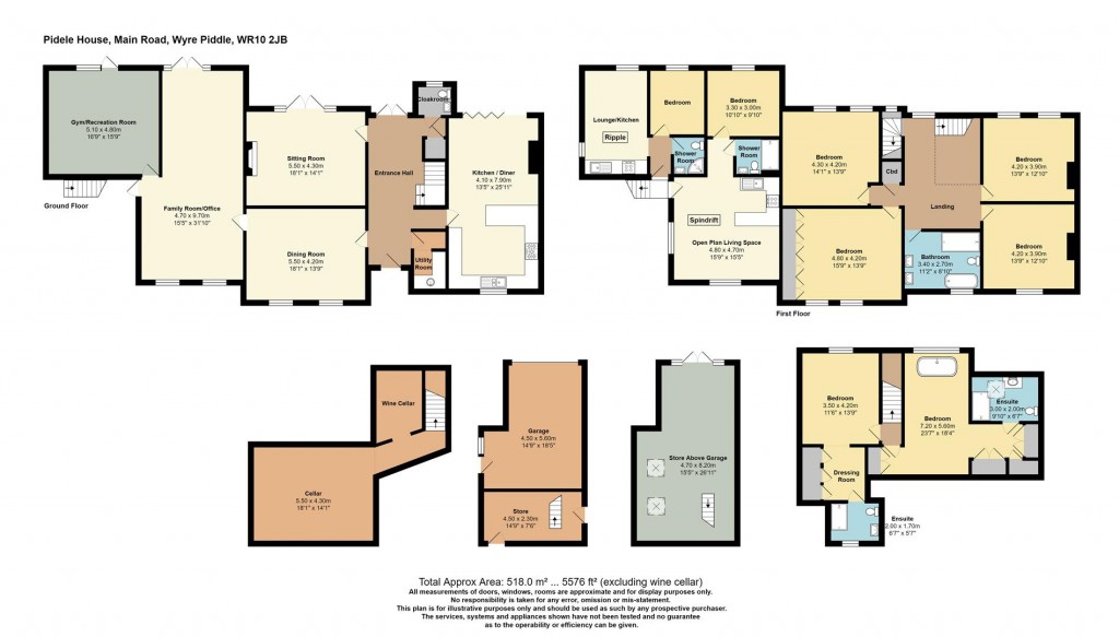 Floorplans For Main Road, Wyre Piddle