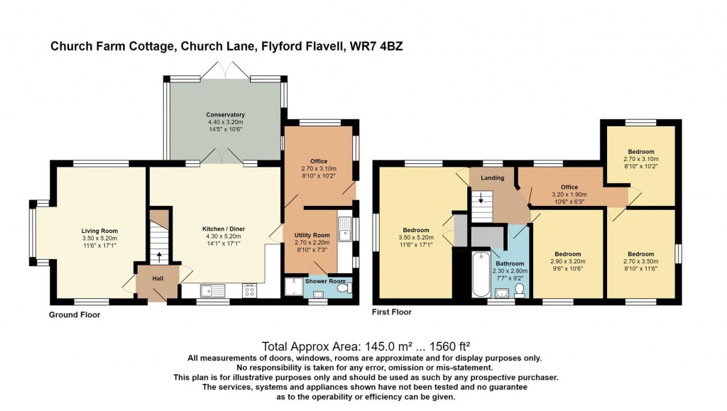 Floorplans For Church Lane, Flyford Flavell, Worcester